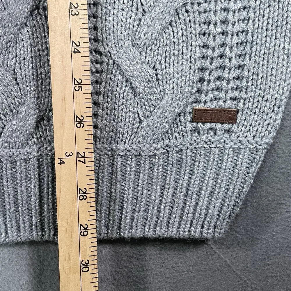 PG Field Sweater Gray Mens XL Knit Cable Crewneck Cotton Outdoor Casual